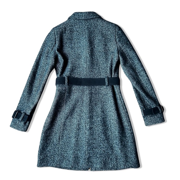 Women's Jacob B & W Bias Stripe Textured Wool Blend Belted Knee-Length C… - Picture 4 of 11